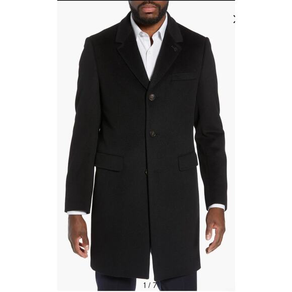 Ted Baker London Mens Black Swish Wool & Cashmere Clean Classic Overcoat 40R NEW - Picture 1 of 14